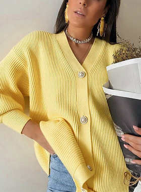 Simplee Casual long knitted cardigan female autumn winter Lo