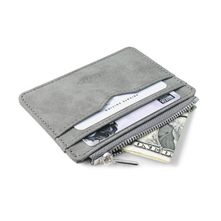 Men's Card Wallet Short Matte Leather Retro Multi-card Frost