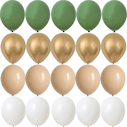 15/20PCS 10inch Balloon Kit Retro Green White Gold Balls Bir