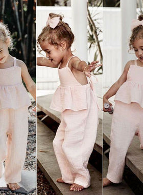 Kids Baby Girls Clothes set Sleeveless Backless Romper T shi