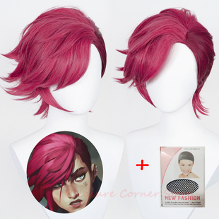 30cm Heat Deep Wig Arcane Cosplay Short Game Rose LOL