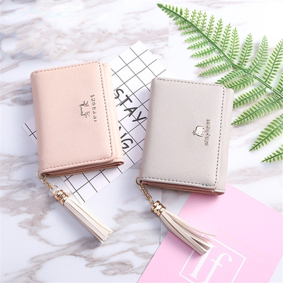 Cute Women Wallet Leather Card Holder Mini Tassel Small  Wal