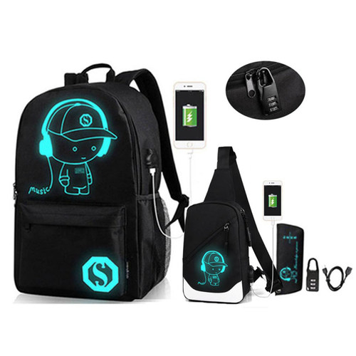 Anime Luminous Oxford School Backpack Daypack Shoulder Under