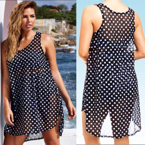 Sexy Women Swimwear Cover-Ups Polka Dot Chiffon Bathing Suit