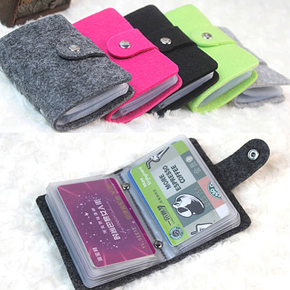 24 slots Vintage Women's Men's ID Credit Card Button Case Ho