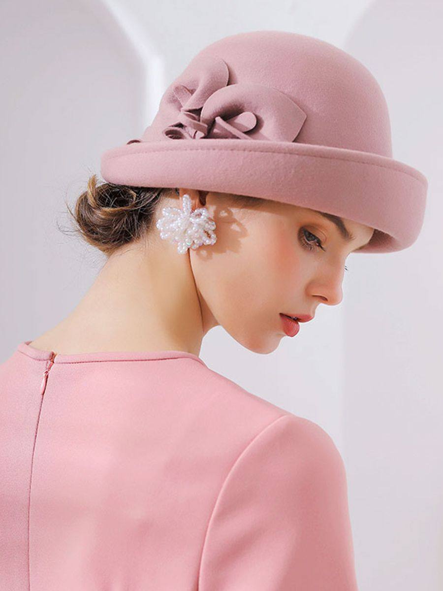 100% Wool Felt Flanging Floral Wool Felt Fedoras Women's Aut
