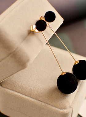 Plush Ball Drop Dangle Earrings Artificial Faux Fur Pompon H