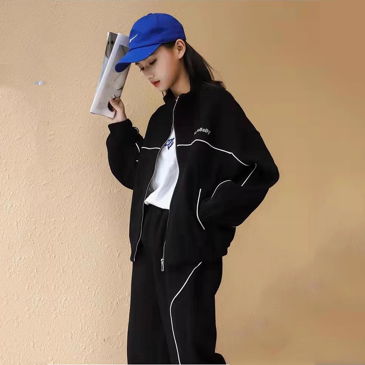 女童套装秋冬款加绒运动棒球服纯棉休闲夹克2025新款儿童青年成人