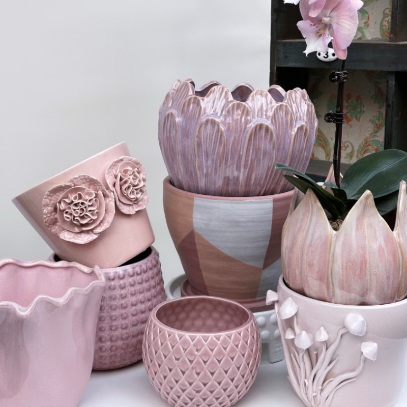 美瓷物语 007外贸出口陶瓷花盆 粉色系 秋海棠 球兰花盆 孤品微瑕