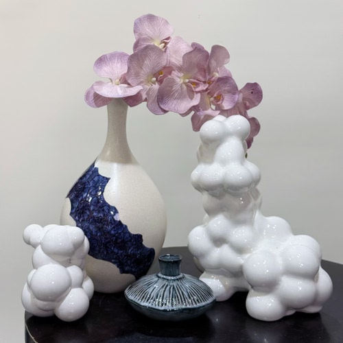 美瓷物语B164外贸出口陶瓷花瓶 鲜花花瓶 北欧风 中古 孤品 微瑕