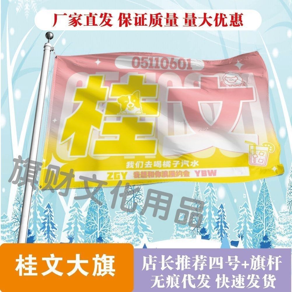 桂文大旗明星线下活动张桂源杨博文粉丝应援旗帜定制周边旗帜物料