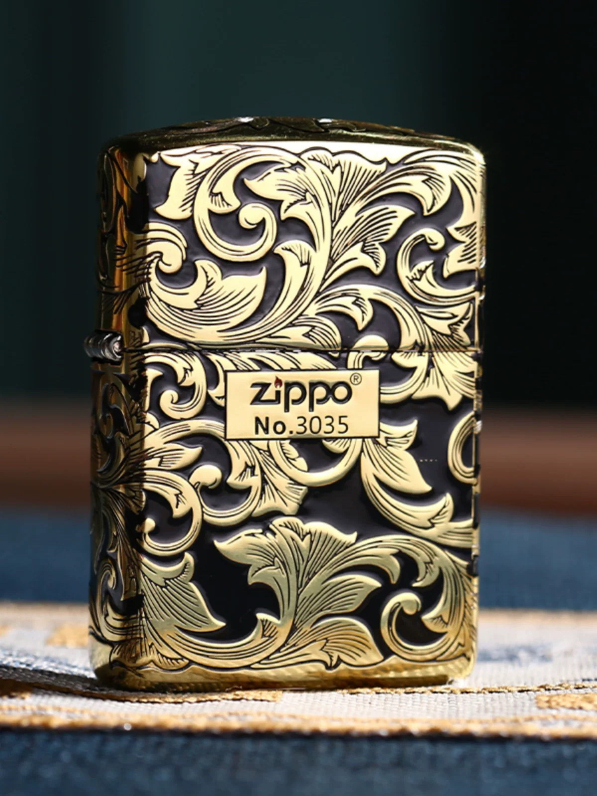 打火机zippo正版黑金唐草芝宝原装正品男士煤油zp送礼物限量盔甲