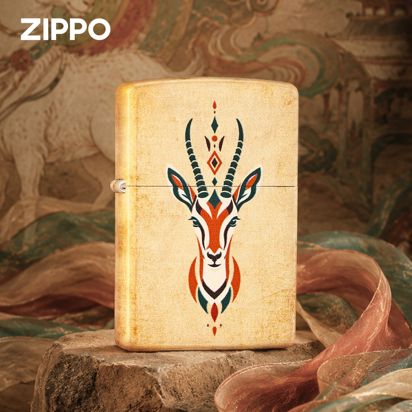 zippo打火机正品彩印敦煌吉羊煤油防风原装幸运送男士收藏礼品