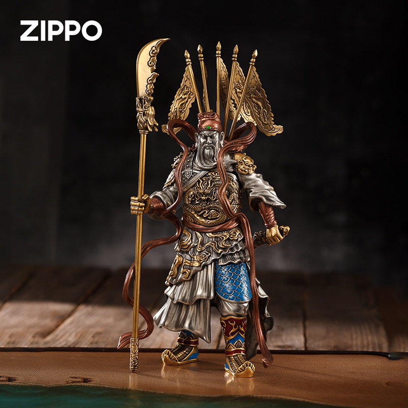 zippo打火机原装正品磁吸关圣帝君武财神关公夜光摆件煤油防风男