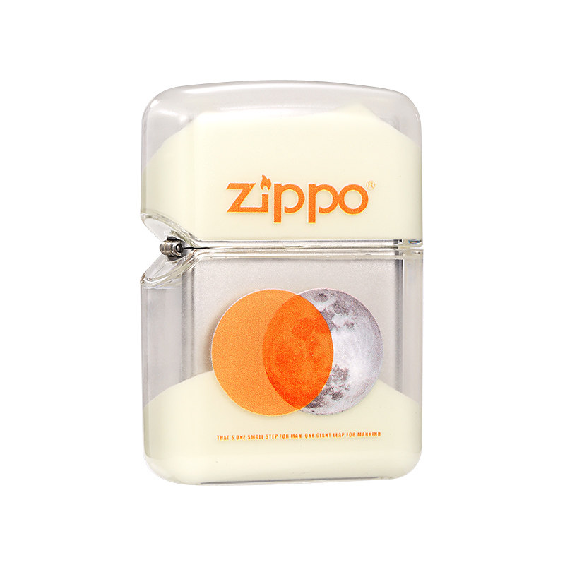 zippo打火机双星彩印夜光流沙透明壳原装正版煤油防风礼物送男友