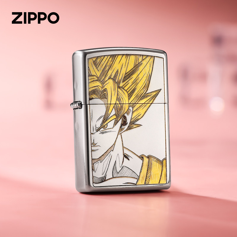 zippo打火机原装正品龙珠超级赛亚人磨砂深雕煤油防风男女礼物版