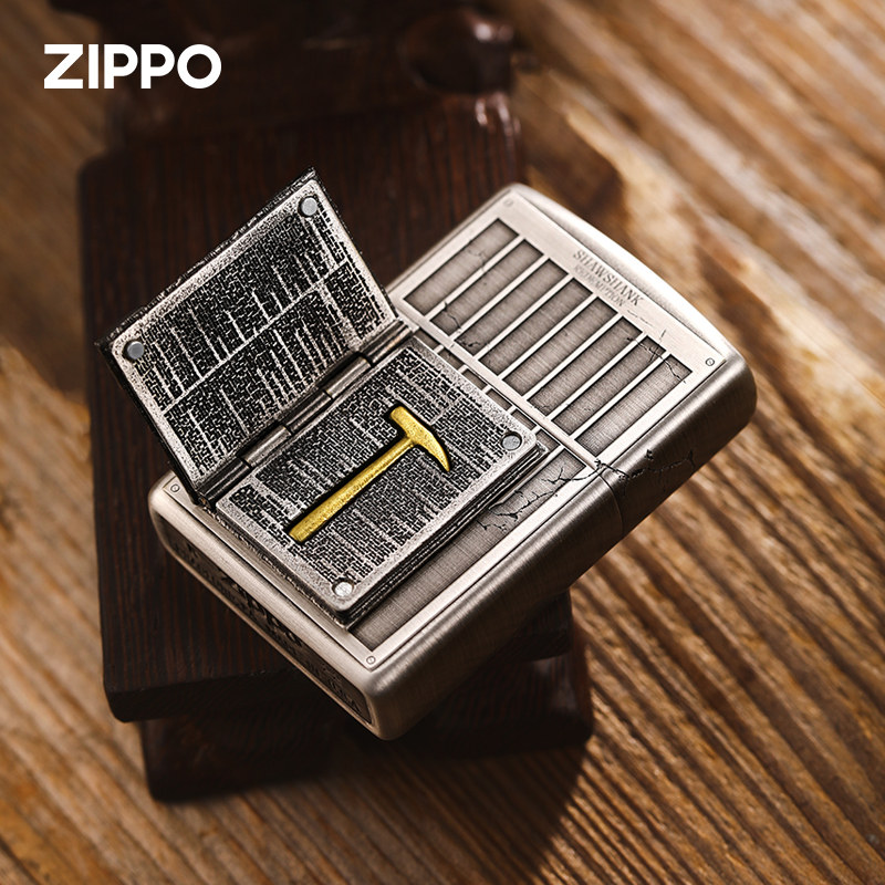zippo打火机救赎之道熏银拉丝贴章原装正版煤油防风收藏礼送男友