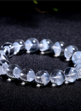 白水晶手链女款五行补金透明单圈情侣手饰手串男聚宝盆送闺蜜礼物