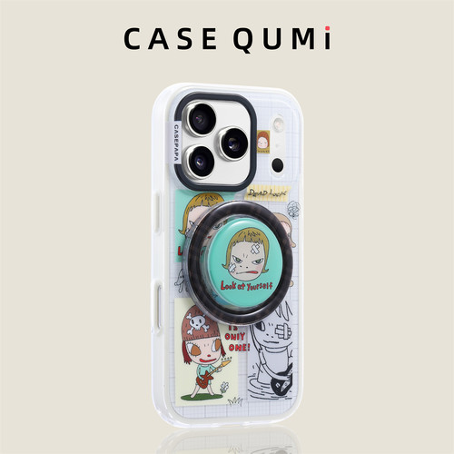 白框奈良美智磁吸支架适用苹果17手机壳新款iphone17套苹果17promax全包17pro防摔苹果16硅胶15外壳14超火13