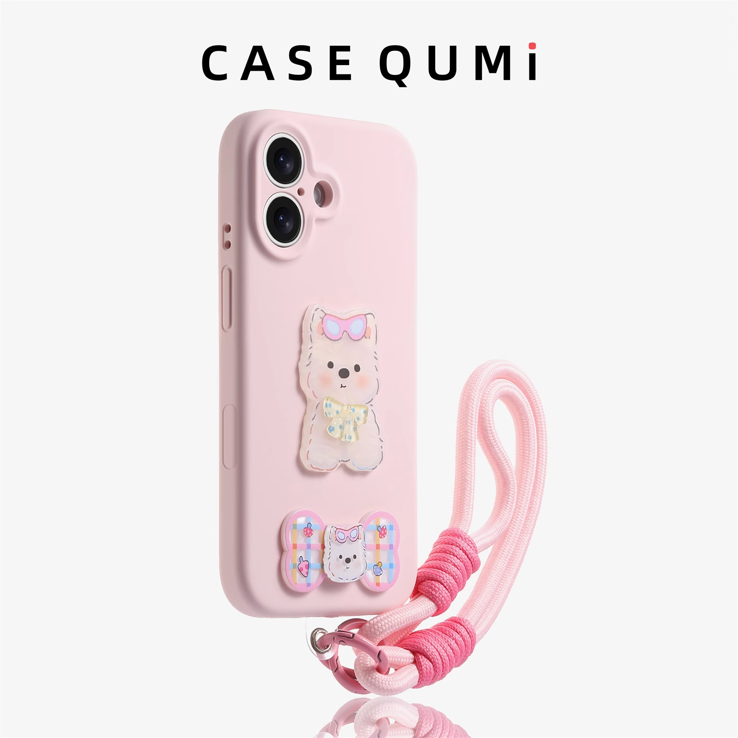 浅粉液态眼镜狗带挂绳适用苹果17手机壳新款iphone17套苹果17promax全包苹果16防摔苹果15硅胶14pro外壳13pro