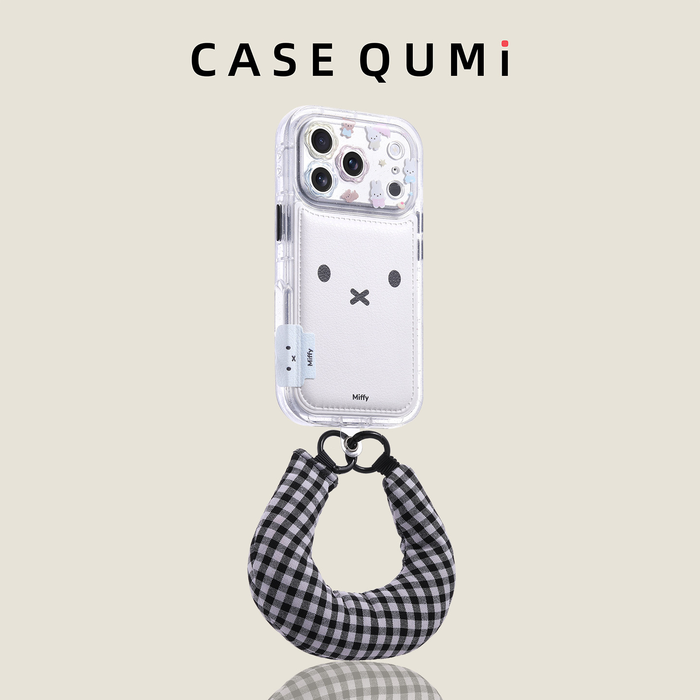 花镜贴皮米菲兔带腕带适用苹果17promax手机壳新款苹果17套iphone17全包苹果17pro防摔16硅胶15外壳14超火13