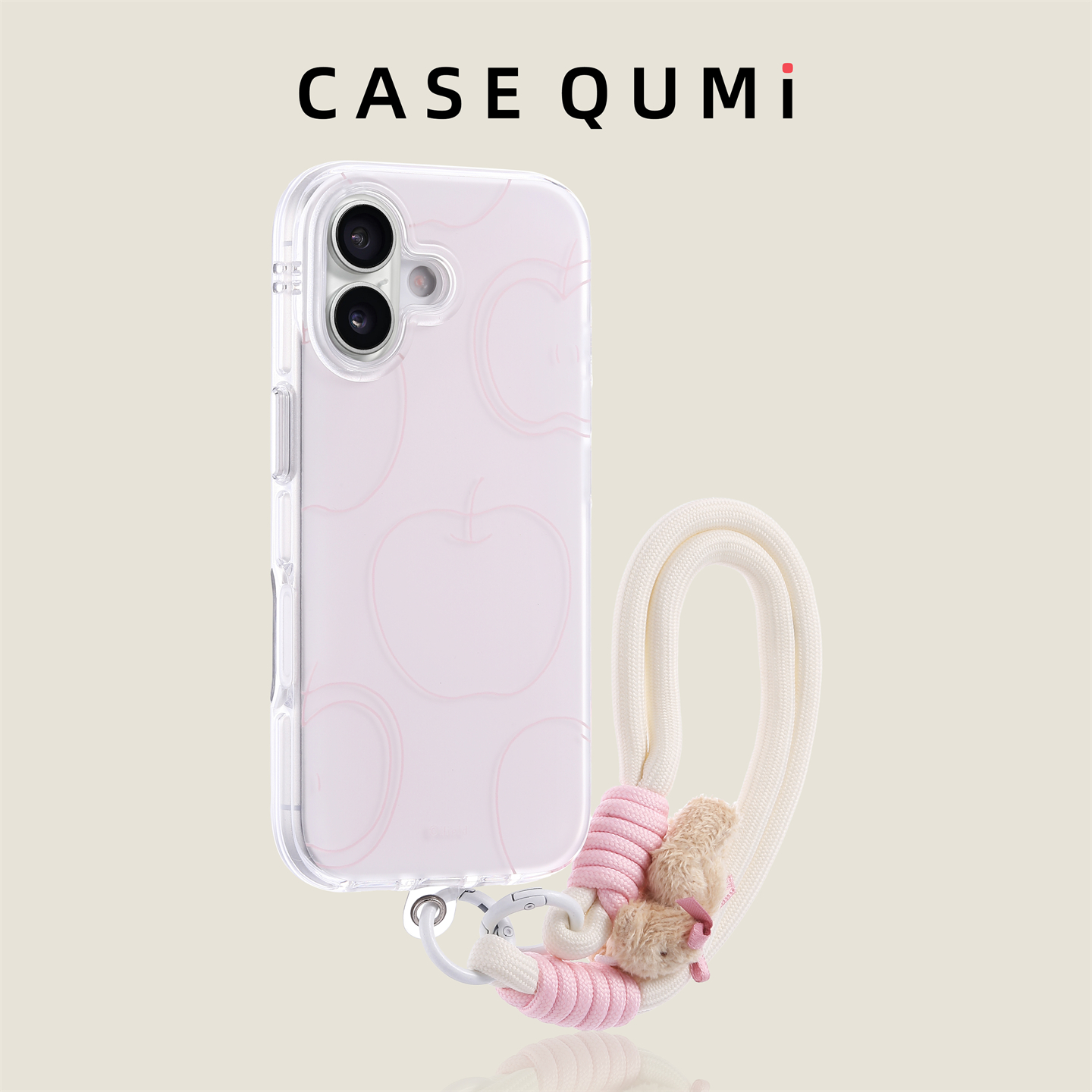 粉底线条苹果带挂绳适用苹果17手机壳新款iphone17套苹果17promax全包17pro防摔苹果16硅胶15外壳14pro爆款13