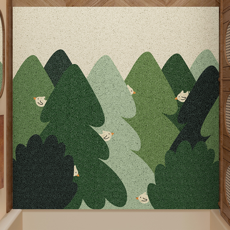 绿色森林高级入户门地垫家用可剪裁丝圈地垫进门刮泥蹭土耐磨脚垫