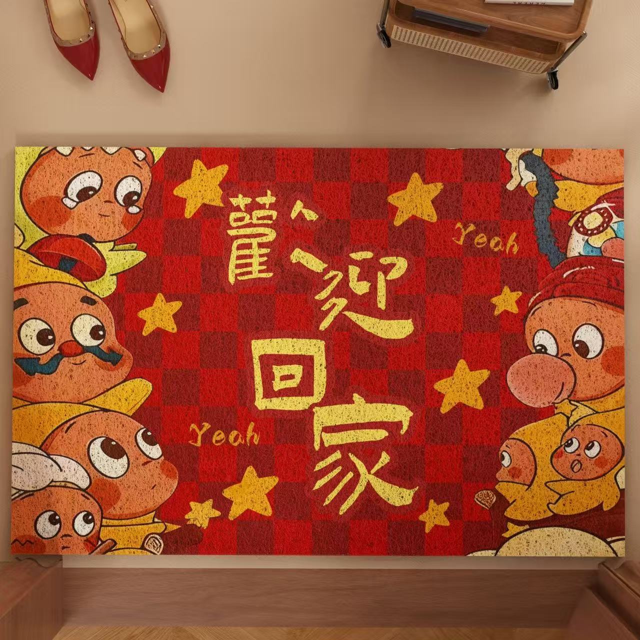 卡通星星人入户门地垫新款喜庆
