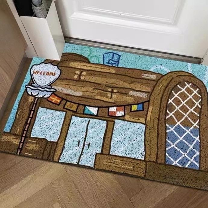 卡通可爱蟹黄堡地垫丝圈