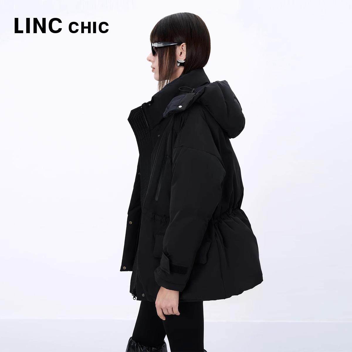LINCCHIC金羽杰专柜冬季新款都市风衣感短款羽绒服Y24603318
