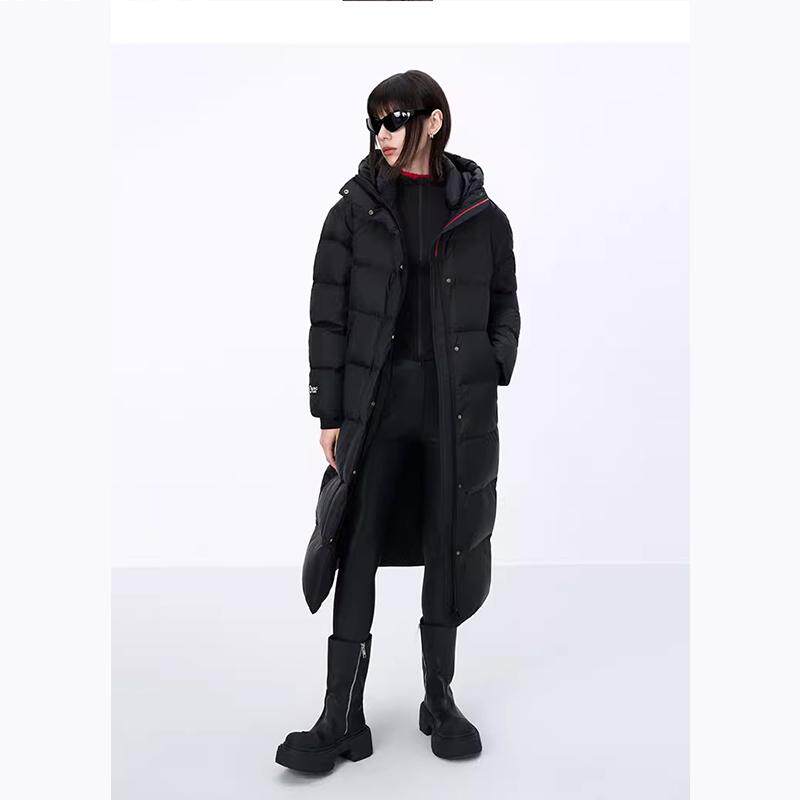 LINC金羽杰专柜冬季新款鹅绒连帽机能感长款羽绒服Y24608235-G