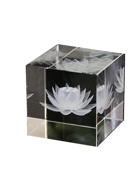 k9人造水晶3d内雕莲花摆件模型