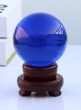 蓝色摆件水晶球水晶玻璃