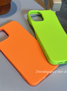 夏天的颜色荧光绿亮橙色12/13/14promax磨砂手机壳软壳半包11promaxXR新颖保护壳大孔镜头