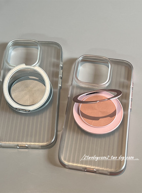 17超薄裸机感旋转磁吸支架硬壳16plus玫瑰金银白防滑磨砂边框15promax12/13独立金属按钮16e瓦楞纹路11手机壳