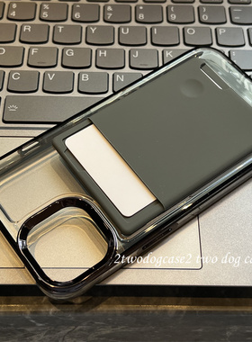 电镀暗黑亚克力15Promax透明独立按钮硅胶暗灰色插卡贴纸创意12/13/14PRO保护壳凹槽感中性款式卡包手机壳