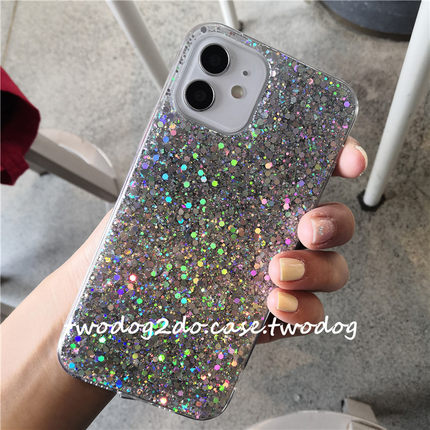 17pro适用于AIR大孔13P闪闪奢华感银色亮片12promax闪亮片软壳iPhone11X13滴胶Xsmax16e闪闪幻彩手工保护壳厚