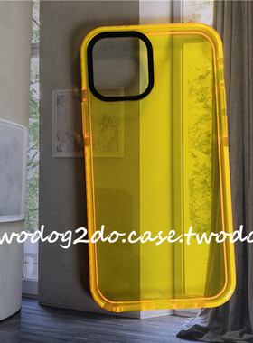 13亮眼夕阳橙色荧光色iPhone12边框手机壳7/8p/XSMAX11软厚保护
