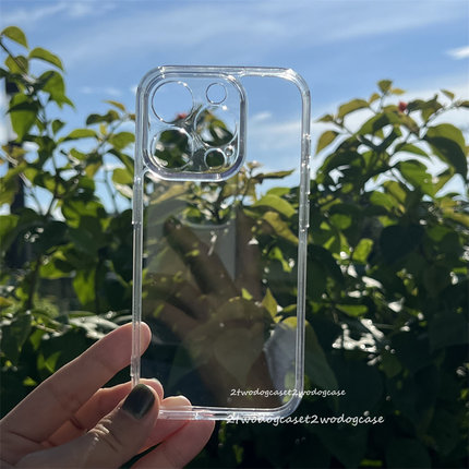 16基础百搭款精孔亚克力15promax硬背软边透明壳简约12/13/14PRO透明微凹槽diy手机壳7pXSMAX11pro新款保护壳