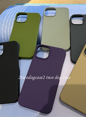 16/15PO橄榄绿铅灰色纯黑12Pro暗色系磨砂硅胶软壳半包13promax14纯色新款男士百搭手机壳XR11promax