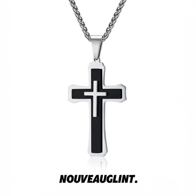 NG双十字架简约吊坠钛钢项链女款