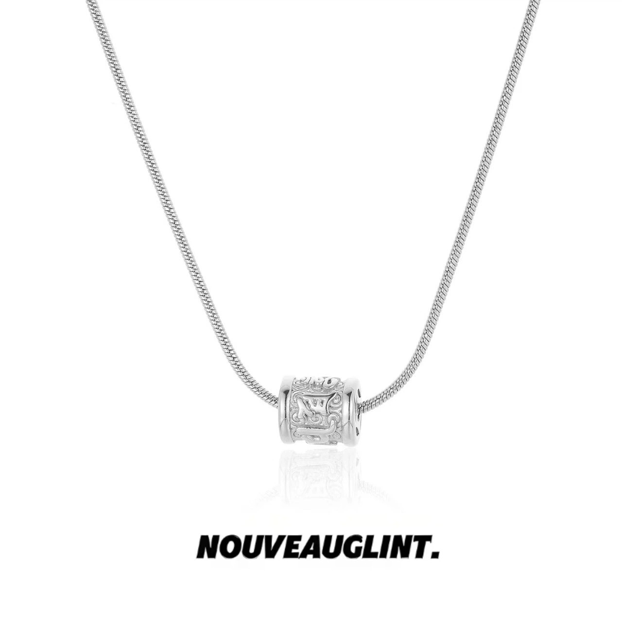 NG复古玄学六字箴言吊坠钛钢项链男士轻奢小众高级感毛衣链女长款