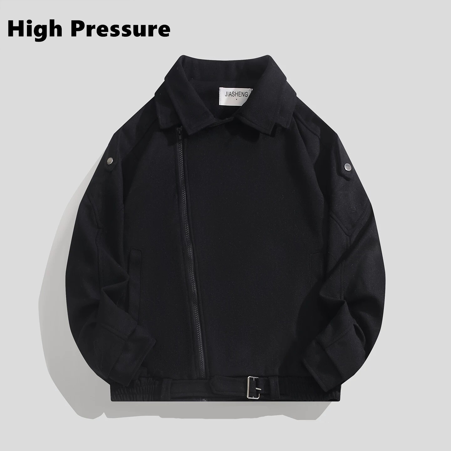 High Pressure灰色毛呢外套男冬季cleanfit解构高级感呢子夹克