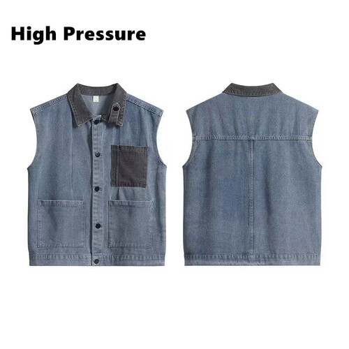 High Pressure复古牛仔马甲秋季情侣高级感坎肩百搭工装无袖外套