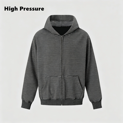 High Pressure美式复古cleanfit条纹连帽卫衣慵懒风男女开衫外套