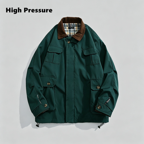 High Pressure复古工装哈灵顿夹克春秋宽松情侣装百搭翻领外套