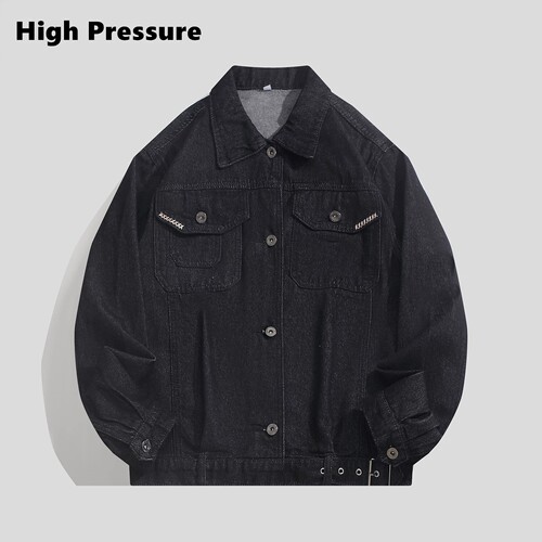 High Pressure美式复古原牛牛仔夹克男女立体感cleanfit工装外套