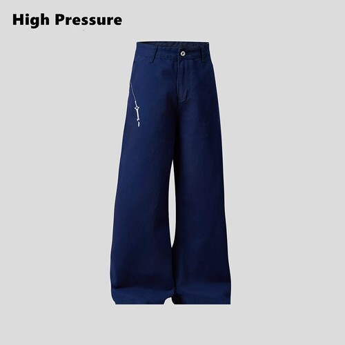 High Pressure复古水洗做旧刺绣休闲宽松cleanfit工装裤法工裤