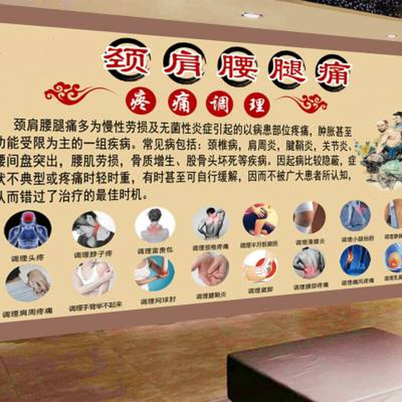 中医疼痛理疗壁纸理疗馆颈肩腰腿痛调理简介墙纸中医养生馆背景墙