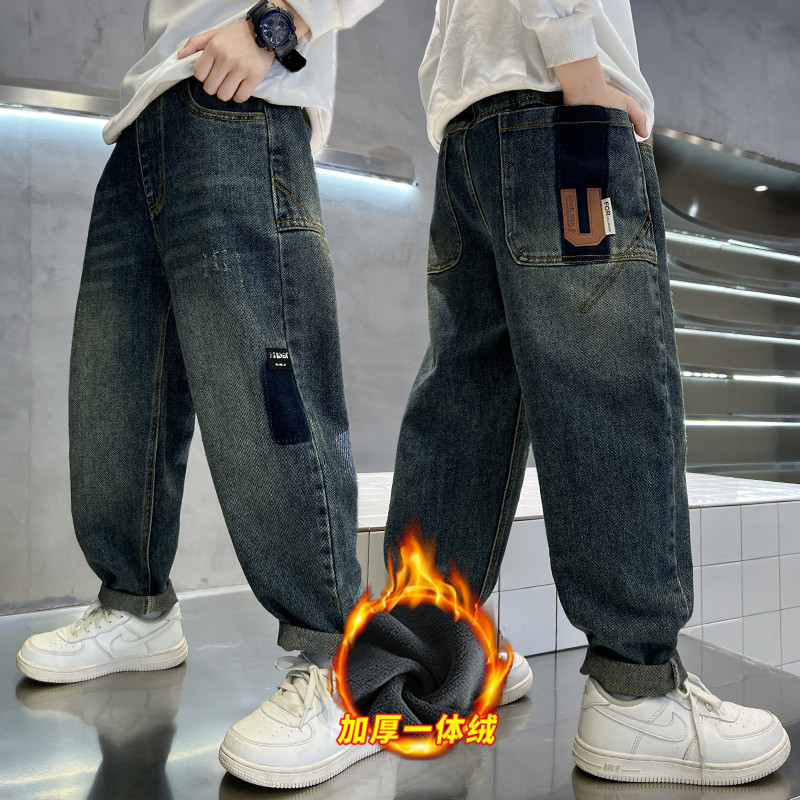 男童加绒裤子2024新款中大童